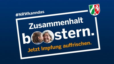 Poster mit dem Text "Zusammenhalt boostern. Impfung auffrischen"