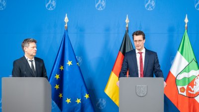 Gemeinsame Pressekonferenz von Ministerpräsident Hendrik Wüst und Bundesminister für Wirtschaft und Klimaschutz, Dr. Robert Habeck